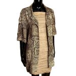 (One Size) Silk Brown and Beige Women Collar Shirt - Image 5