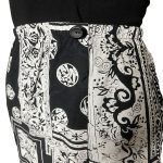 (Medium) Vintage Black and White High Waist Floral Print Short Wrapper Skirt - Image 3