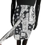 (Medium) Vintage Black and White High Waist Floral Print Short Wrapper Skirt - Image 4