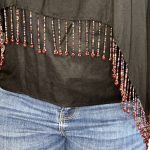 (One Size) Black Women Caftan Blouse with Border Beading - Image 3