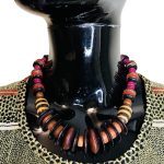 Brown, Pink, and Red Beaded Women Necklace