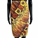 (3XL) Yellow and Brown Tribal Print Drawstring Women Skirt - Image 2
