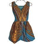 Turquoise and Gold Infant Girl Flair Out African Print Dress