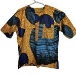 (5T) Yellow With Blue Circle Designs Boy Dashiki Top