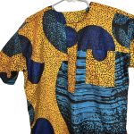 (5T) Yellow With Blue Circle Designs Boy Dashiki Top - Image 2