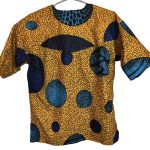 (5T) Yellow With Blue Circle Designs Boy Dashiki Top - Image 4