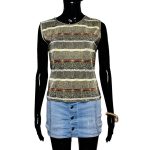 Vintage Stretchy Animal Print Beige & Brown Women Tank Top