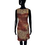 (Small) Abstract Print Women Bronzy Brown Wrapper Style Dress
