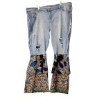 (3XL) High Waist Blue Jean Flair Out Ankara Print Women Pants - Image 2