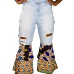 (3XL) High Waist Blue Jean Flair Out Ankara Print Women Pants