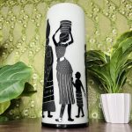 Black & Ivory Traditional African People Home Decor Glass Vase - Image 3