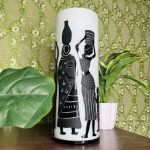 Black & Ivory Traditional African People Home Decor Glass Vase - Image 2