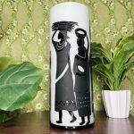 Black & Ivory Traditional African People Home Decor Glass Vase