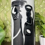 Black & Ivory Traditional African People Home Decor Glass Vase - Image 5