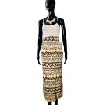 (Large) Women Vintage Beige and Brown Tribal Print Skirt/ Wrapper
