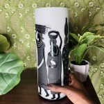 Black & Ivory Traditional African People Home Decor Glass Vase - Image 4