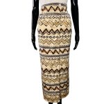 (Large) Women Vintage Beige and Brown Tribal Print Skirt/ Wrapper - Image 3