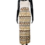 (Large) Women Vintage Beige and Brown Tribal Print Skirt/ Wrapper - Image 2
