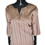 (Medium) African/ Middle Eastern Women  Peach Two Piece Long Women Blouse & Pants - Image 3