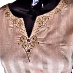 (Medium) African/ Middle Eastern Women  Peach Two Piece Long Women Blouse & Pants - Image 4