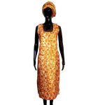 ( Medium) Orange African Tie Dye Midi Sleeveless Dress