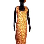 ( Medium) Orange African Tie Dye Midi Sleeveless Dress - Image 2