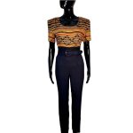 (Large) African Women Vintage Style Brown & Black Jumpsuit/ Romper with Belt