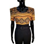(Large) African Women Vintage Style Brown & Black Jumpsuit/ Romper with Belt - Image 2