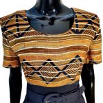 (Large) African Women Vintage Style Brown & Black Jumpsuit/ Romper with Belt - Image 3