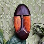 African Brown & Metallic Orange Face Mask Statue - Image 2