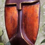 African Brown & Metallic Orange Face Mask Statue - Image 4