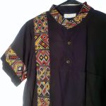 (Small) African Unsex Multicolor Mudcloth Designs Black Top - Image 2