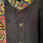 (Small) African Unsex Multicolor Mudcloth Designs Black Top - Image 3