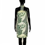 (Large) African Print Green and Beige Short Women Choker Dress