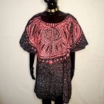 African Agbada/ Caftan Black and Pink Painting Women Shirt