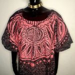African Agbada/ Caftan Black and Pink Painting Women Shirt - Image 2