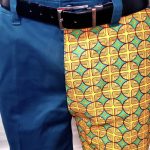 (XL) One Side African Print Men Yellow and Green Shorts - Image 3