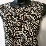 (Medium) Women Black and Beige Tribal Print Sleeveless Blouse - Image 2
