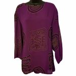 (2XL) African Women Purple Blouse with Gold and Black Designing