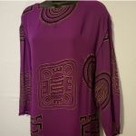 (2XL) African Women Purple Blouse with Gold and Black Designing - Image 2