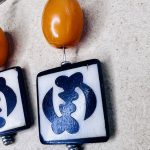 Ghana Adinkra Symbol Women Orange, Black, and White Earrings - Image 4