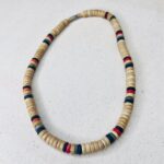 Beige Bead Necklace w/ Pan African or Jamaican Beading Detail