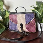 Handmade Nigerian Multicolor Bamboo Handbag with Leather