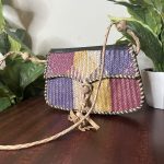 Handmade Nigerian Multicolor Bamboo Small Handbag with Leather