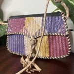 Handmade Nigerian Multicolor Bamboo Small Handbag with Leather - Image 2