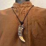 Adjustable African Beige Acrylic Tooth Ethnic Tribal Necklace Jewelry - Image 2