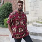 (XL) Men Nigerian Isi Agu/ Lion Head Maroon, Top/ Shirt