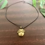 African Gold Tribal Mask Pendant Ethnic Necklace Jewelry