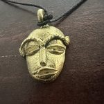 African Gold Tribal Mask Pendant Ethnic Necklace Jewelry - Image 3