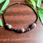 African Black & Maroon Beaded Ethnic Tribal Necklace Jewelry